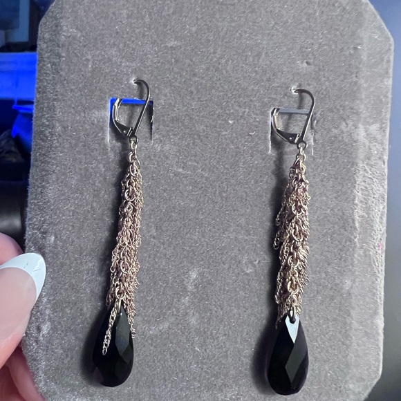 Nolan Miller Elegant Gold tone and Black Drop Earrings - Picture 3 of 3